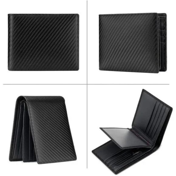 New Mens Wallet Bifold Leather Black - Picture 2 of 7